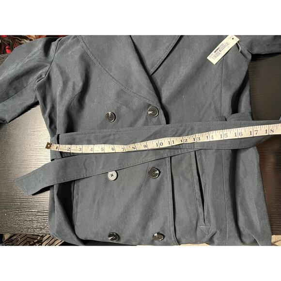 NWT Amazon Essentials Navy Blue Midi Double Breasted Trenchcoat - Picture 8 of 10